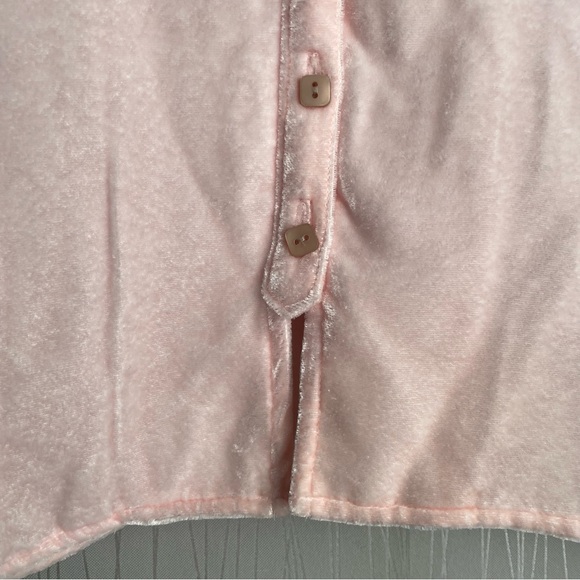 J Jill Womens Pink Velvet Long Sleeve Shirt Size Med Square Button Up Collared - Picture 8 of 10